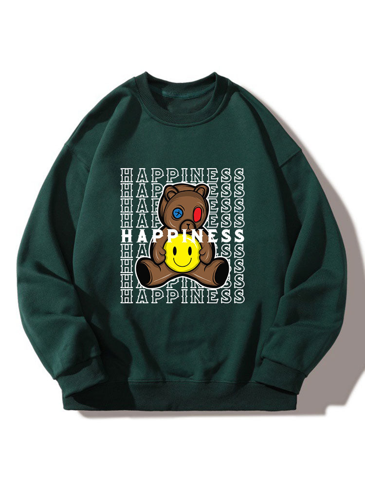 Smiley Bear Crew Neck Relaxed Sweatshirt