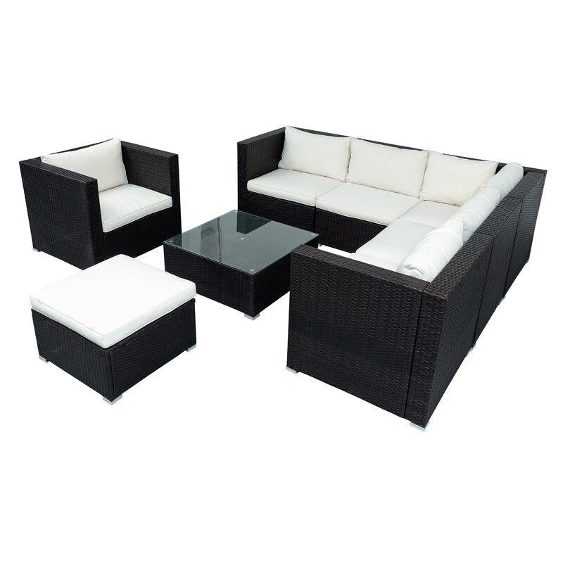 Lancaer Wicker/Rattan 6 - Person Seating Group with Cushions