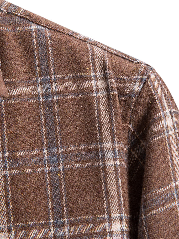 Long Sleeve Plaid Shirt With Pocket