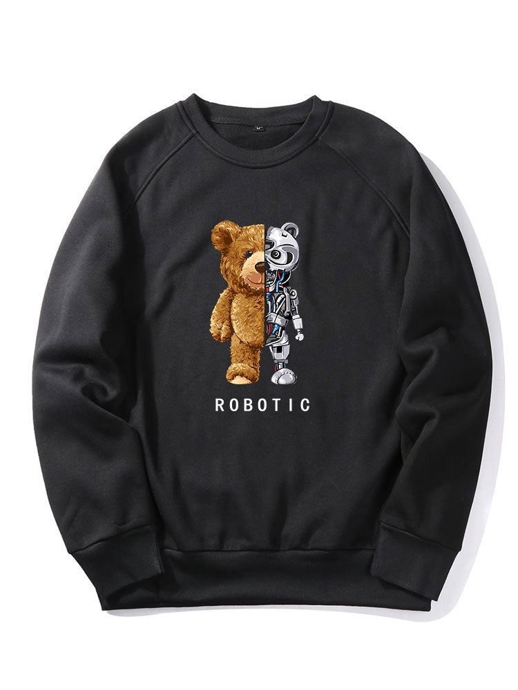 Robot Bear Print Raglan Sleeves Sweatshirt