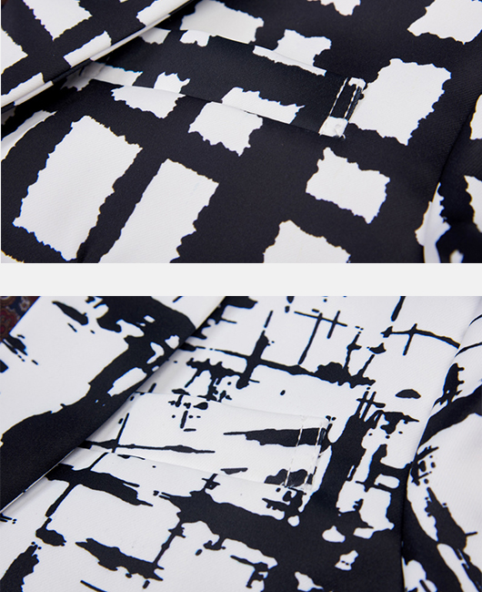 Fashion Abstract Notch Lapel One Button Slim Fit Blazer