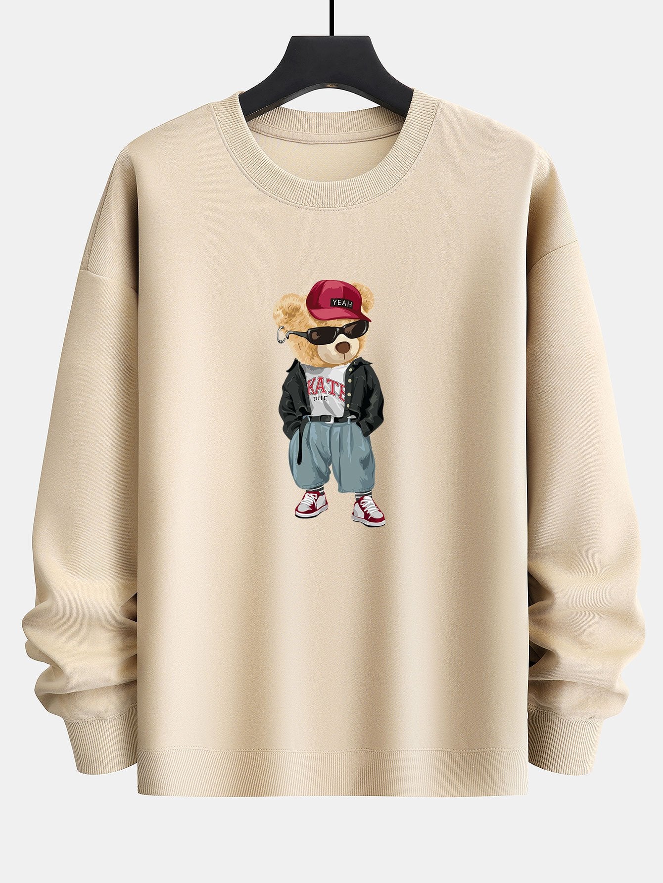 Cool Style Bear Print Relax Fit Sweatshirt