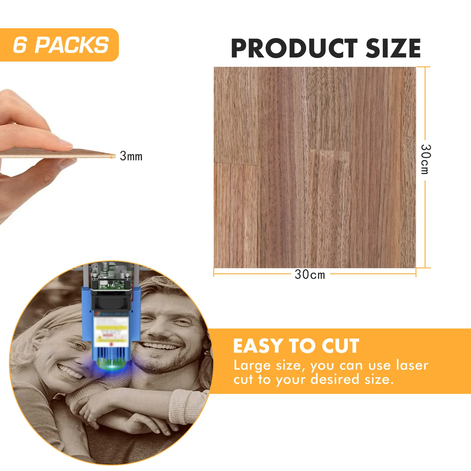 3mm Black Walnut Plywood (6pcs)