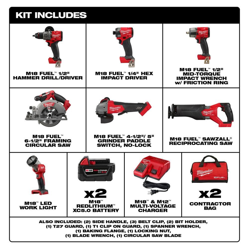 Milwaukee M18 FUEL 7 Tool Combo Kit